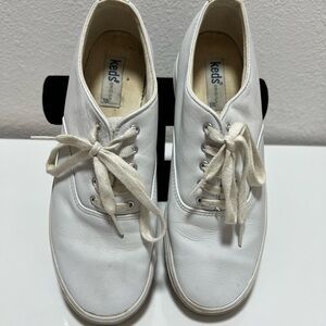 Keds White LEATHER Lace-Up Sneakers